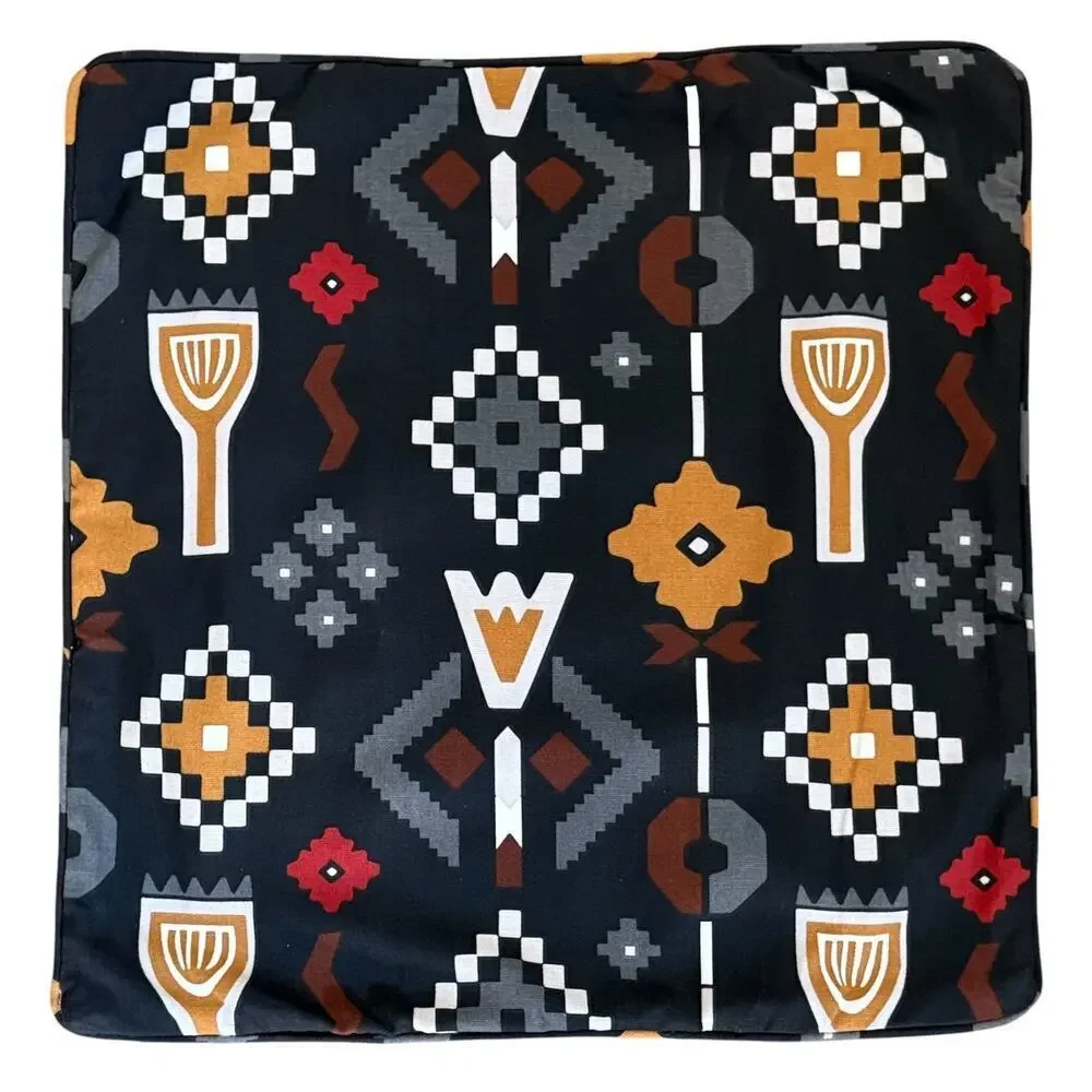 IKEA MOSSNYCKLAR Aztec Black & Gray Geometric Pattern Pillow Cover 20